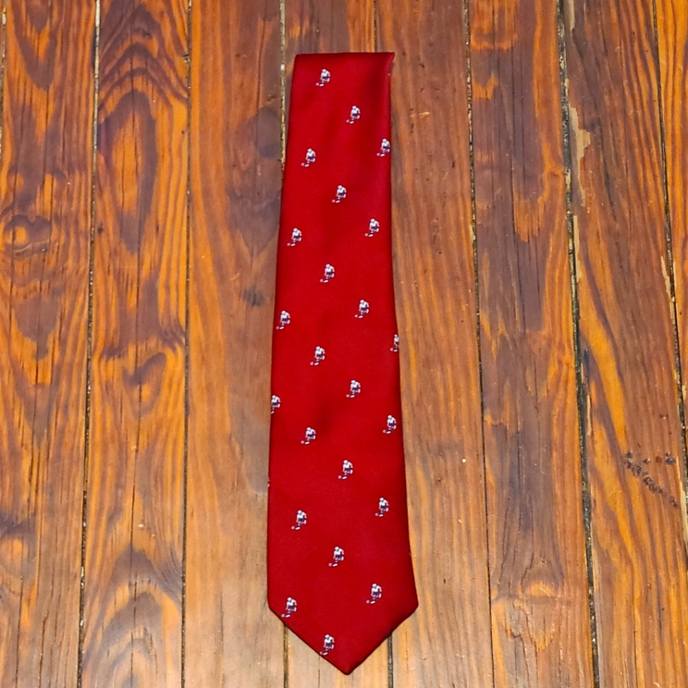 Vintage Excello Cravats Red Collegiate Style Tie Rugby Soccer Football Sport